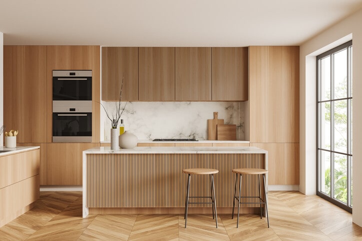 travaux installation cuisine en bois - achat cuisine bois - cuisine équipée