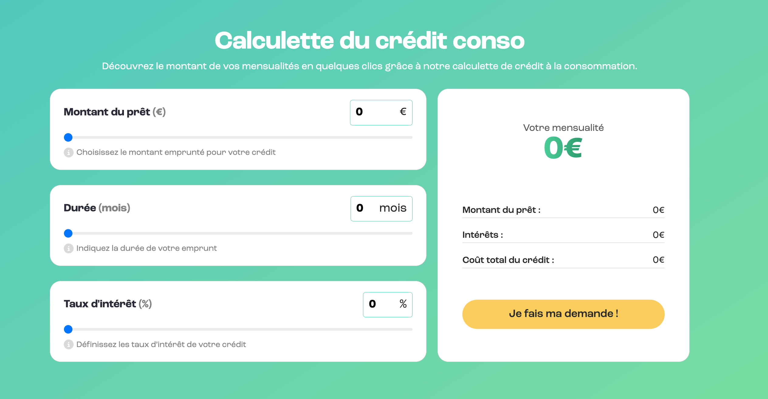 calculette de credit conso -  calcul de pret -  calculette credit -  calcul mensualités -  calcul pret -  calcul credit -  calculette pret 